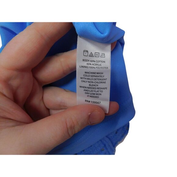 Willow & Wind Blue Crochet Mini Dress With Spaghetti Straps & Lining Size S - Picture 4 of 8